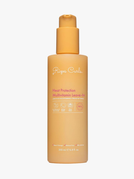 Rizos Curls Heat Protection Multivitamin Leave-In in branded component on a light gray background